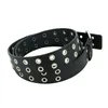 Ceintures mode femmes Punk chaîne ceinture réglable noir Double œillet œillet métal boucle cuir hommes ceinture pour Jeansceintures