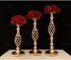 Candle Holders 2pcs Gold Flower Vases Rack Stands Wedding Decoration Road Lead Table Centerpiece Pillar Party Event CandlestickCandle