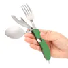 Camping Utensil Set 4 In 1 Foldable Spoon Knive Fork Bottle Opener Stainless Steel Folding Cutlery Pocket Kit Multi Function Y220530