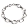 Łańcuch Link 1 PC Bracelet stali nierdzewnej Multogolorowy owalny okrągły punkowy styl bransoletki złota kolor mody hurtowa 19,5 cm długość INTE22