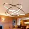 Lâmpadas pendentes 40cm 60cm 80cm Luzes modernas para a sala de jantar anéis de círculo de alumínio acrílico Lâmpada de teto LED FixturesPenda