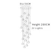 Pendant Lamps New Creative Crystal Chandelier Luxury Staircase Hanging LED Lamps Metal Chassis for Stair Loft Lobby Villa Living Room Dining