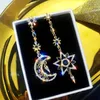 Dangle & Chandelier Asymmetric earrings women's 2022 new trend Korean temperament long star moon earring stud personality earrings