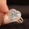 18K Au750 Or Rose Femmes Bague Diamants 1 2 3 4 5 Carat Coeur 2 Rangée De Luxe De Mariage De Fiançailles Anniversaire Anneau 220816