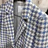 Sukienki robocze Kobieta Zestaw Blue Plaid Kurtka z krótką spódnicą tkaniną Slim Top+ Mini Women Ubrania