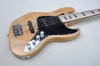 Factory Custom Natural Wood Color 5-snarige elektrische basgitaar met Ash Body Block Inlay Black Pickguard Aanbieding Aangepast