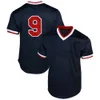 Herren 9 Ted Williams Baseball-Trikots Vintage 1939 Graue Baumwolle Orange Marineblau Weiß genähte Hemden