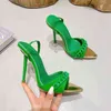 Sapatos de vestido Slippers Designer Saltos altos 2022 Novas sandálias de laços de luxo Sapatos femininos Moda pontiaguda Bombas Stiletto 220606