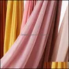 New Gold Wire Women Scarf Plain Solider Color Shawls Hijab Muslim Wrap Headband Fashion Ethnic Drop Delivery 2021 Scarves Wraps Hats Glov