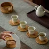 6個の編まれたRattan Coasters Placematsセット手作りの断熱材が収納テーブルのパディングカップマットの家の装飾