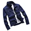 남자 재킷 데님 가을 남자 청바지 재킷 패션 코트의 슬림 한 버전 상단 단색 버튼 도어 포켓 트림 6 개 Colorsmen 's