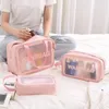 Bolsas de armazenamento bolsa de lavagem portátil para mulheres transparentes bolsa de maquiagem à prova d'água de grande capacidade organizador de cosméticos higiene pessoal Casestorage