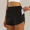 LU-0160 Yoga Outfits Shorts Womens Sport Running Gym Cheerleaders Short Pants Ladies Casual Adult Sportswear Girls Exercise Fitness Wear Pocket Lined Drawstring