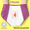 Menstrüel Panties 3pcslot Sızdırmaz Pamuk Panties Dönemler İçin Kadınların İç Çamaşır Menstrüel Kadın Su Geçirmez Kılavuzları Daml 220621