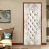 3D blanc sac souple diamant PVC auto-adhésif détachable porte autocollant Mural papier peint décalcomanie salon chambre décor affiche 220426