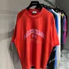 2022 Designer T shirts Balencaigasses T-shirts Tshirt Original Paris Summer Ciseaux Imprimé Trou Lave à manches courtes Lâche édition unisexe