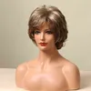 Tiny Lana Brown Blonde Highlight Bob Wig with Side Bangs Short Curly Synthetic Wigs for Women Cosplay Daily Heat Resistant 220622