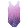 Kindermeisjes Dancewear 514 jaar Mouwloze dansjurk Purple Shiny Onepiece Tank Kids Teens Pattern7297348