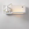 Lampa ścienna bezprzewodowe lampy odczytu LED Sconce do sypialni Nowoczesne USB Beziuszek Dekor El Nordic White Rotatablewall