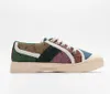 Barn 1977 tennis sneaker grön röd italien designer flickor pojkar sport fritid skor vintage känner blå och elfenben tvättad ekologisk jacquard denim