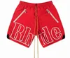 Rhude Shorts hommes femmes haute qualité grande lettre impression surdimensionné pagne jaune cordon pilule fermeture éclair tête