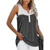 Summer Casual Bez Bezsprawki T-shirt Kobiety V-Neck Button Szycie Tank Topy Luźne Wygodne Plisowane kamizelki pulowerowe 220325