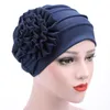 Banie / Casquettes du crâne Femmes Élégantes lointain Élégant Belle Coton solide Polyerter Big Flower Modèle Turban Chimo CHEPHER PERT CAP Bonnet Delm2