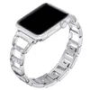 Cinta de diamante de pulseira de aço inoxidável para relógio de maçã 45mm 41mm 44mm 42mm 40mm 38mm bandas de luxo feminino Iwatch Series 7 6 5 4 3 Acessórios de link da banda do relógio