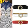 Riemen markdown sale est vintage holle faux lederen brede riem grote ronde gouden metalen gesp decoratief voor jurk taillebandbelts