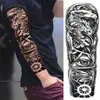 NXY Tymczasowy Tatuaż Czarny Lew Sleeve King S dla Mężczyzn Kobiety Fałszywe Gear Tiger Pełna Naklejka Arm Realistyczna Zwierząt Tatoo Wodoodporna 0330