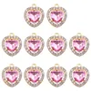 30Pcs/Lot Cute Colorful Rhinestone Heart Pendant Women's Dangle Jewelry Accessories DIY Earrings Jewelry Making Supplies