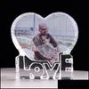 Anpassad kärlek Heart Crystal Po Frame Personlig bild Bröllopspresent till gäster Födelsedag Souvenir Valentines Dag Drop Delivery 2021 Fram