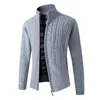 Pulls pour hommes Cardigan pour hommes Pull avec fermeture à glissière tricoté chaud câble crochet veste d'hiver hommes vêtements pour hommes