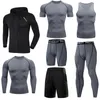 Gym Sport Pak Heren Running Sets Fitness Sportkleding Sneldrogend Basketbal Panty Compressie Ondergoed Trainingspak Kleding W220418