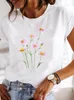 Kadınlar yaz tee çiçek güzel stil gündelik kıyafetler bayanlar t giyim tişörtleri kısa kollu moda kadın grafik