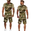 Herrspårar män coola jakt fiske kamouflage överdimensionerade shorts/t-shirt/kostymer 3d tryck camo manlig t-shirt eller träningsportkläder för kläder 220826