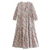 Casual Dresses Maxdutti Fashion Dress Indie Folk Bohemian Style Vintage Floral Print V-neck Loose Maxi WomenCasual