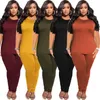 Women's Two Piece Pants Plus Size Women Pieces Set Short Sleeve Tops Skinny Legging Suit Co Ord Sets African Dashiki Summer Tracksuit Outfit