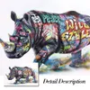 Graffiti Animal Rhino Canvas Målning Affischtryck Väggkonst Bild för vardagsrum Heminredning Framlös