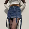 Saias Moda Fita Cool Fita costura personalizada mini -saia de caia de rua Denim Mulheres da primavera Skirtskirts curtos da primavera