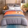 Cotton Bedding Sets Striped Printed Brushed Sheet Quilt Cover Pillowcases 4-piece Set