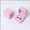 Veet Jewelry Gift Boxes Square 디자인 반지 디스플레이 쇼 케이스 결혼식 파티 파티 커플 링 귀걸이를위한 포장 상자 드롭 배달 2021 grx