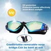 JSJM New Professional Waterproof Plating Clear Double Anti-fog Swim Glasses Anti-UV Men Women Silicone Swimming Goggles Eyewear G220422