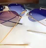 Tasarımcı Güneş Gözlüğü Erkekler Moda Çerçevesiz Güneş Gözlüğü Büyük Çerçeve Gri Kahverengi Lens Gözlükler Marka Sürüş Güneş Gözlükleri Orijinal Kutusu ile