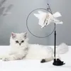 Juguetes para gatos, palo de juguete, varita de plumas con campana, alambre de acero, gatitos interactivos, ventosa para interiores, gatos, ejercicio, suministros para mascotas, gato