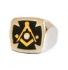 Acero inoxidable Caballeros templarios Cruz masónica anillo joyas hombres 18k Oro Plata Joyas de masonería únicas con cristal cz joya piedra esmalte negro