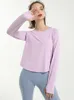 Yoga outfit Back Open Sport Workout Long Sleeve Shirts Women Loose Quick Dry Fitness Athletic Gym With Thumb Holeyoga