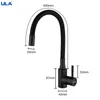 ULA kitchen faucet black chrome cold water mixer tap 360 degree rotate sink for with colorful hose 220401