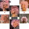 お気に入りのピンクの巻き巻きウィッグ織りゆるいふわふわの波状の短いブロンドカールアフロ合成髪自然に黒人女性を探している220516