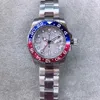 ST9 스틸 자동 기계식 시계 GMT 펩시 스트랩 레드 블루 운석 다이얼 베젤 빅 데이트 사파이어 40MM 남자 시계 손목 시계